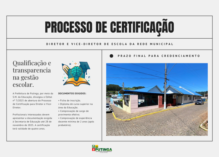 Administração Municipal abre processo de certificação para diretores e vice-diretores de escola